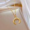 Wholesale Women's Geometric Electroplated Stainless Steel And Copper Crescent Necklace