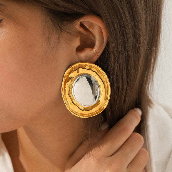 Wholesale Women's Geometric Electroplated Stainless Steel Earrings Light Luxury Highend Jewelry
