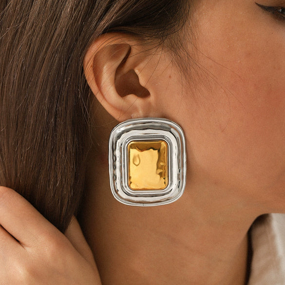 Wholesale Women's Geometric Electroplated Stainless Steel Earrings Light Luxury Highend Jewelry
