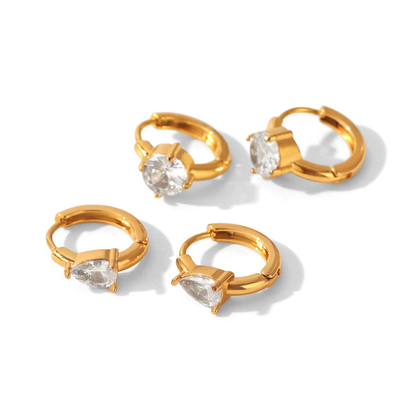 Wholesale Women's Geometric Electroplated Stainless Steel Hoop Earrings