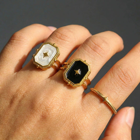 Wholesale Women's Geometric Electroplated Stainless Steel Open Ring Jewelry Hand Accessory