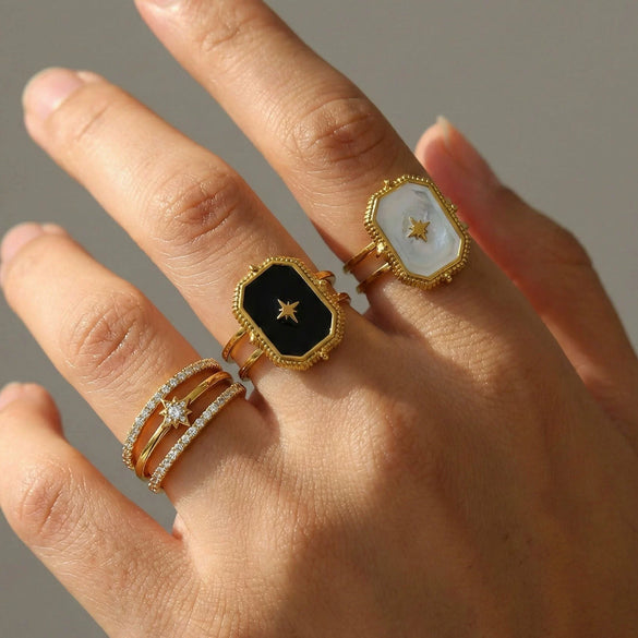 Wholesale Women's Geometric Electroplated Stainless Steel Open Ring Jewelry Hand Accessory