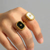 Wholesale Women's Geometric Electroplated Stainless Steel Open Ring Jewelry Hand Accessory