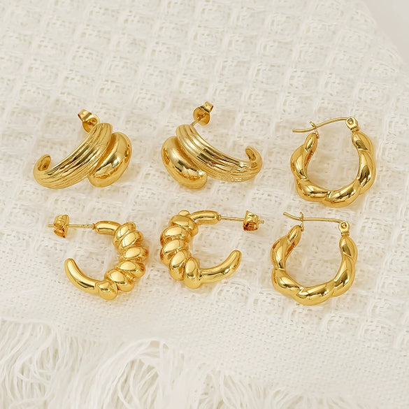 Wholesale Women's Geometric Electroplated Titanium Steel Earrings