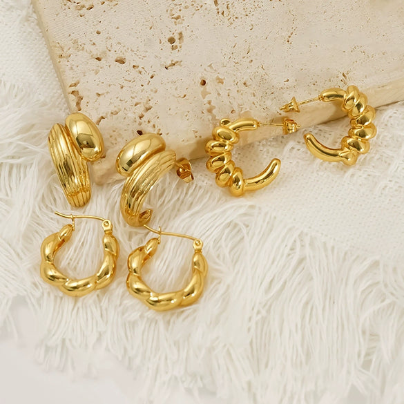 Wholesale Women's Geometric Electroplated Titanium Steel Earrings
