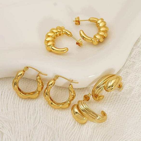 Wholesale Women's Geometric Electroplated Titanium Steel Earrings