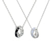Wholesale Women's Geometric Epoxy Silver Star Ring Couple Necklace With Double Ring Clavicle Chain And Pendant