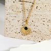 Wholesale Women's Geometric Fanshaped Chrysanthemum Pendant Stainless Steel Necklace Set With Precious Stones Goldplated