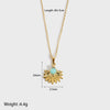 Wholesale Women's Geometric Fanshaped Chrysanthemum Pendant Stainless Steel Necklace Set With Precious Stones Goldplated