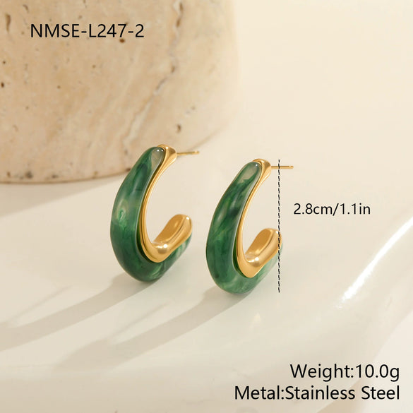 Wholesale Women's Geometric Fashion 18K Electroplated Resin Cshaped Earrings