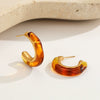 Wholesale Women's Geometric Fashion 18K Electroplated Resin Cshaped Earrings