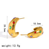 Wholesale Women's Geometric Fashion Stainless Steel Diamondstudded Earrings With Vacuum Real Gold Plating