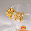 Wholesale Women's Geometric Fashion Stainless Steel Diamondstudded Earrings With Vacuum Real Gold Plating
