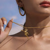 Wholesale Women's Geometric Ferris Wheel And Bear Doublelayer Stacked Stainless Steel And Titanium Steel Electroplated Necklace