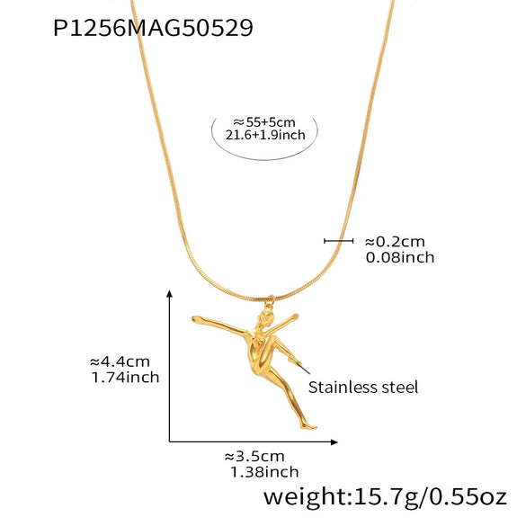 Wholesale Women's Geometric Ferris Wheel And Bear Doublelayer Stacked Stainless Steel And Titanium Steel Electroplated Necklace