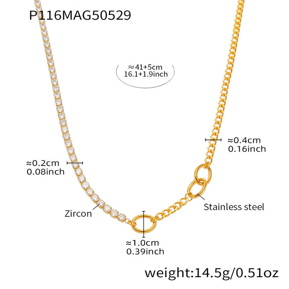 Wholesale Women's Geometric Ferris Wheel And Bear Doublelayer Stacked Stainless Steel And Titanium Steel Electroplated Necklace