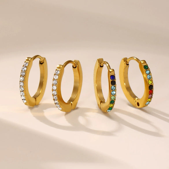 Wholesale Women's Geometric Ferris Wheel Colorful Stainless Steel Electroplated Earrings Jewelry