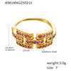Wholesale Women's Geometric Ferris Wheel Colorful Zircon Ring Light Luxury Cold Style Stainless Steel 18K Real Gold Electroplated