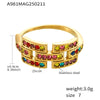 Wholesale Women's Geometric Ferris Wheel Colorful Zircon Ring Light Luxury Cold Style Stainless Steel 18K Real Gold Electroplated