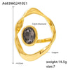 Wholesale Women's Geometric Ferris Wheel Exaggerated Ring With Copper And Czech Diamond Real Gold Electroplated