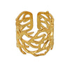 Wholesale Women's Geometric Ferris Wheel Exaggerated Wide Irregular Branchshaped Stainless Steel Goldplated Ring