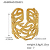 Wholesale Women's Geometric Ferris Wheel Exaggerated Wide Irregular Branchshaped Stainless Steel Goldplated Ring