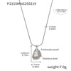Wholesale Women's Geometric Ferris Wheel Imitation Pearl Pendant Necklace With Round Snake O Chain Made Of Titanium Steel Electroplated