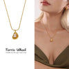 Wholesale Women's Geometric Ferris Wheel Imitation Pearl Pendant Necklace With Round Snake O Chain Made Of Titanium Steel Electroplated