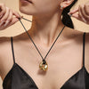 Wholesale Women's Geometric Ferris Wheel Jewelry Adjustable Necklace With Leather Rope Titanium Steel 18K Real Gold Pvd Plated