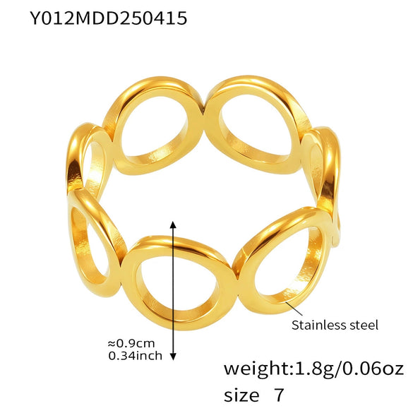 Wholesale Women's Geometric Ferris Wheel Opening Love Stainless Steel 18K Gold Plated Finger Ring