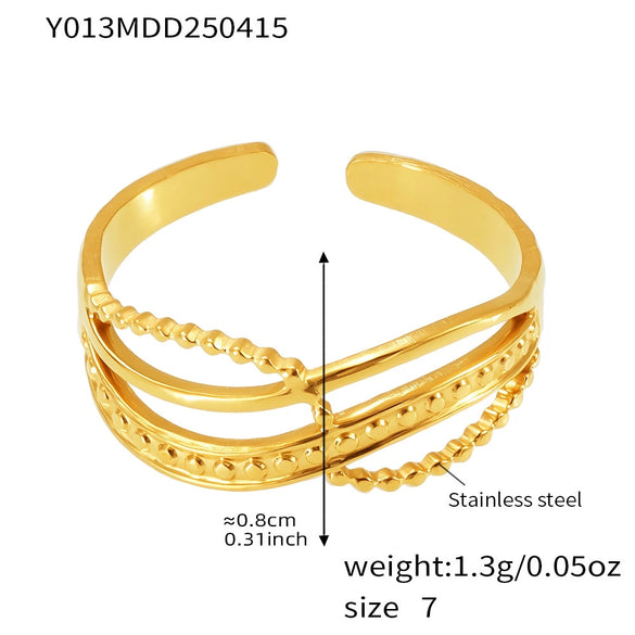 Wholesale Women's Geometric Ferris Wheel Opening Love Stainless Steel 18K Gold Plated Finger Ring