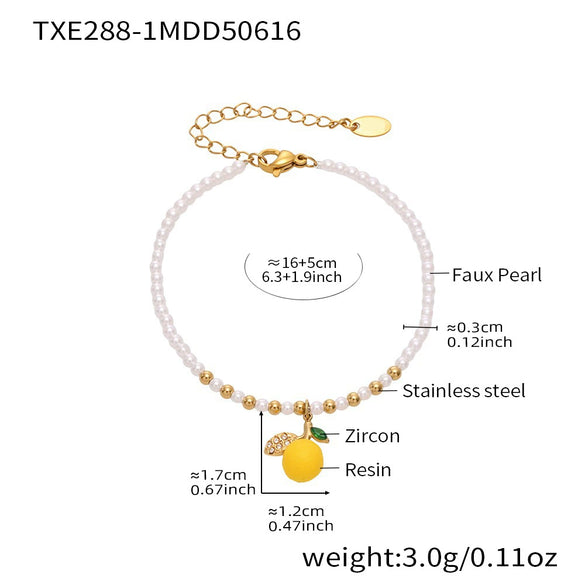 Wholesale Women's Geometric Ferris Wheel Pearl Stainless Steel Electroplated Bracelet Diy Accessories Set