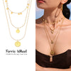 Wholesale Women's Geometric Ferris Wheel Queen Head Threelayer Stacked Stainless Steel And Titanium Steel Electroplated Necklace