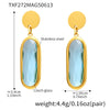 Wholesale Women's Geometric Ferris Wheel Rectangular Inlaid Glass Stone Stainless Steel Electroplated Tassel Earrings
