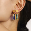 Wholesale Women's Geometric Ferris Wheel Rectangular Inlaid Glass Stone Stainless Steel Electroplated Tassel Earrings