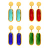 Wholesale Women's Geometric Ferris Wheel Rectangular Inlaid Glass Stone Stainless Steel Electroplated Tassel Earrings