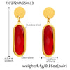 Wholesale Women's Geometric Ferris Wheel Rectangular Inlaid Glass Stone Stainless Steel Electroplated Tassel Earrings