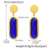 Wholesale Women's Geometric Ferris Wheel Rectangular Inlaid Glass Stone Stainless Steel Electroplated Tassel Earrings