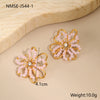 Wholesale Women's Geometric Flower Beaded Stainless Steel Electroplated Earrings Fashion Jewelry