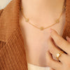 Wholesale Women's Geometric Flower Design Goldplated Titanium Steel Necklace