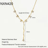 Wholesale Women's Geometric Flower Drop Shape Stainless Steel Necklace With Pvd Furnace Vacuum Real Gold Plating