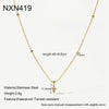 Wholesale Women's Geometric Flower Drop Shape Stainless Steel Necklace With Pvd Furnace Vacuum Real Gold Plating