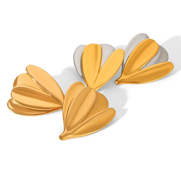 Wholesale Women's Geometric Flower Stainless Steel Electroplated Earrings
