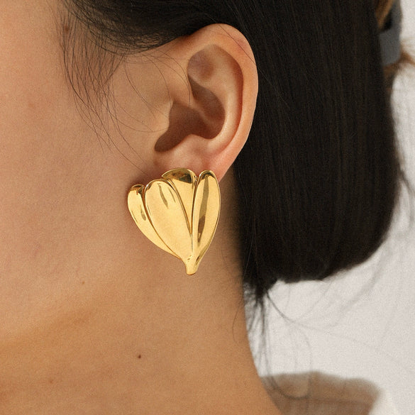 Wholesale Women's Geometric Flower Stainless Steel Electroplated Earrings