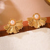 Wholesale Women's Geometric Flower Stainless Steel Stamped Earrings
