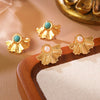 Wholesale Women's Geometric Flower Stainless Steel Stamped Earrings