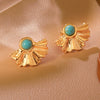 Wholesale Women's Geometric Flower Stainless Steel Stamped Earrings