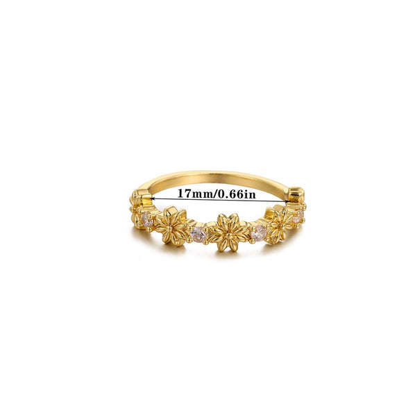 Wholesale Women's Geometric Flower Titanium Steel Ring Inlaid With Gold Light Luxury Jewelry Accessories
