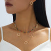 Wholesale Women's Geometric Four Leaf Clover Alloy Electroplated Beaded Necklace And Jewelry Set Accessory