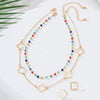 Wholesale Women's Geometric Four Leaf Clover Alloy Electroplated Beaded Necklace And Jewelry Set Accessory